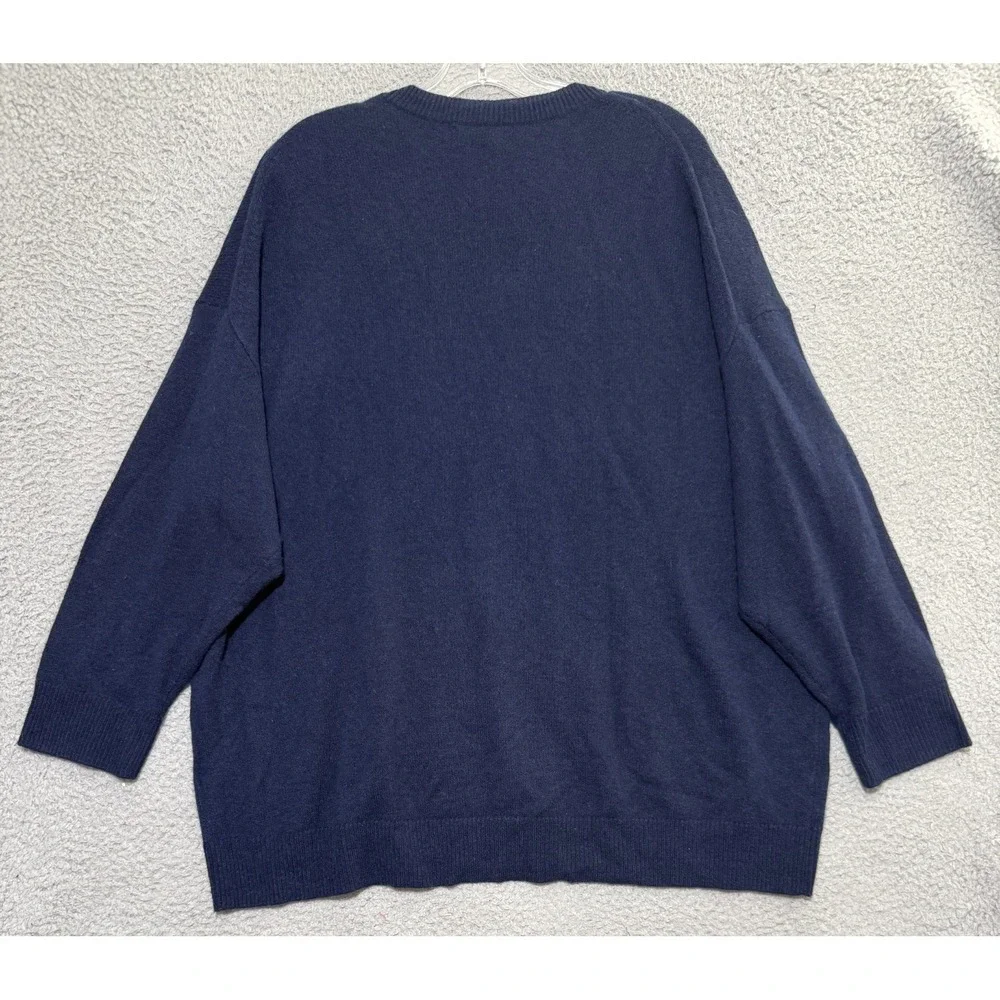 Banana Republic 100% Cashmere Size XL Crew Neck Oversized Sweater Navy Blue